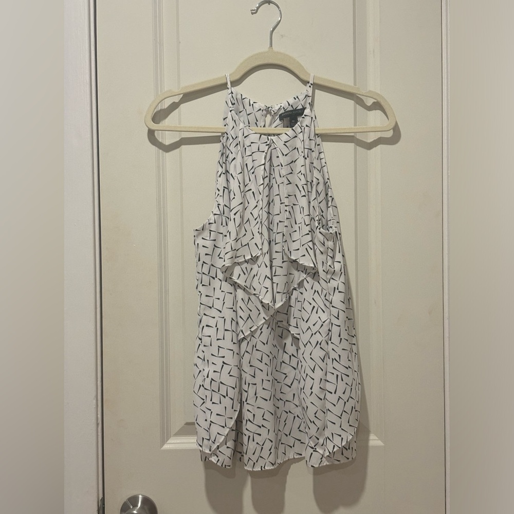 Banana Republic White and Black Patterned Blouse